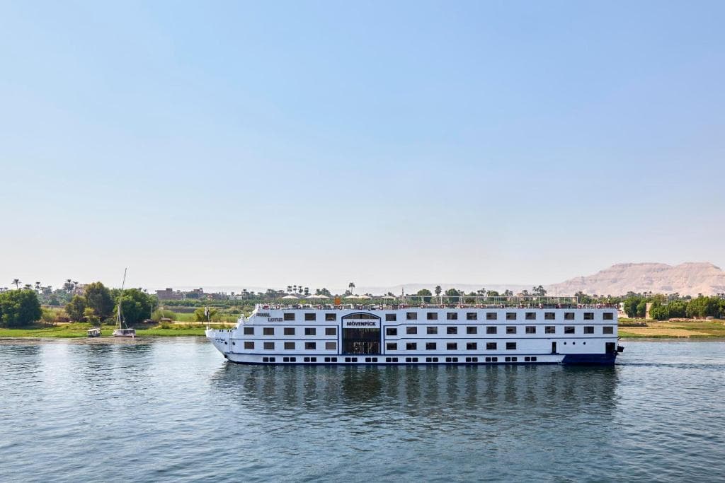 Movenpick Royal Lotus Nile cruise ship sailing between Luxor and Aswan