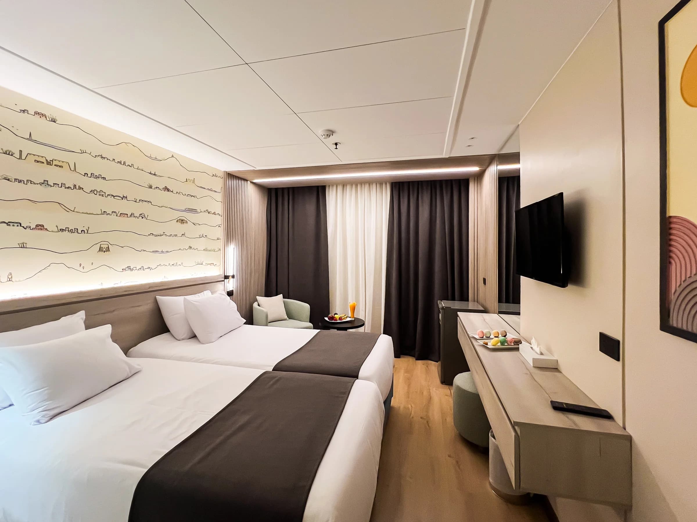 Cabin with desk on the M/S Ciela